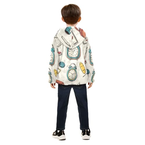 Alarm Clock Girls Fleece Jacket Girls Fall Jacket Girls Zip Up Hoodie Girls Sherpa Jacket 2-10T4