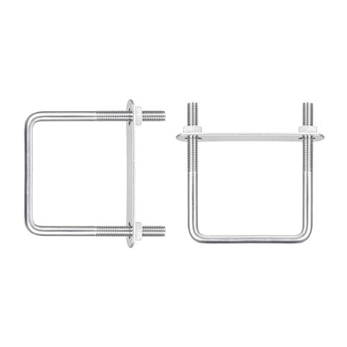 Image of DTGN M8x70x100mm(ThreadxWxL) Square U Bolt - 2Pack - Good for Trailer Pipe Replacement Parts - 304 Stainless Steel U Shape Bolts