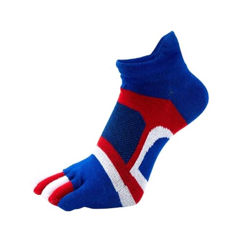 Calcetines 5 Dedos 5 Pares De Calcetines De Tobillo Para Hombres Y Niños, Calcetines Deportivos Cortos De Cinco Dedos De Malla De Algodón Transpirable Con Dedos, 5 pares azul rojo, 39