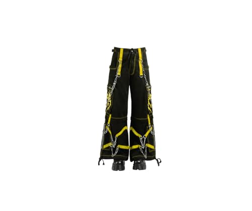 Gothic Black Cargo Pants with Chains Straps Streetwear Punk Wide Leg Pants Gothic Pan2
