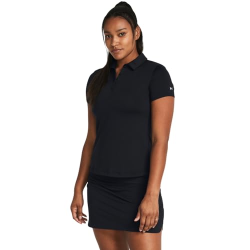 Under Armour Women's Playoff Short Sleeve Polo, (001) Black/Black/Halo Gray, Medium