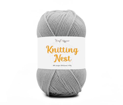 Image of Craft Affair | Knitting Nest Acrylic Yarn (200 Meter, 100 Grams, 2mm) / Woolen Yarn /Acrylic Yarn for Knitting and Crocheting-Grey