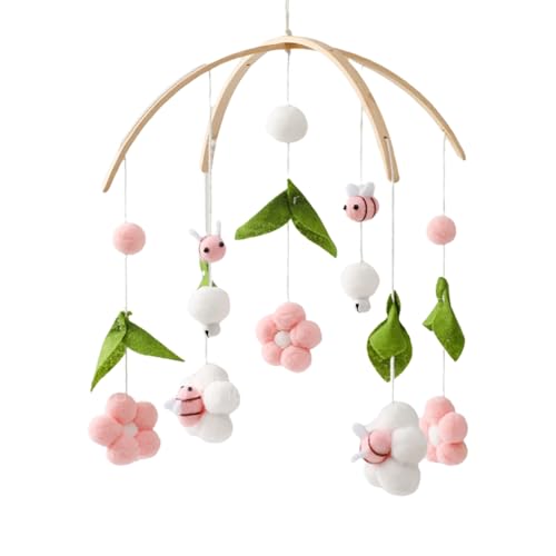 Móvil de cuna - para cuna colgante con flores, decoración colgante para la habitación de los niños, shower o regalo de cumpleaños, timbre a relajante que en