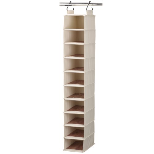 Household Essentials 3328-1 Cotton Canvas Hanging Closet Shoe Organizer | 10-Shelf | Natural #TOP1
