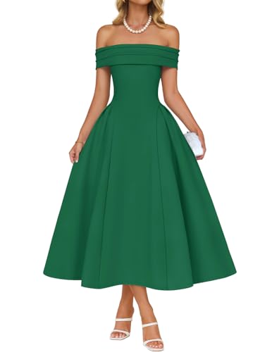 ZESICA Summer Cocktail Dresses for Women's Elegant Off Shoulder Short Sleeve Swing A Line Wedding...