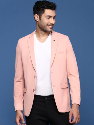 Image of SHOWOFFFF Men Solid Single Breasted Formal Blazer | Notched Lapel Full Sleeves Cotton Blazer for Mens | Slim Fit Regular Length Blazer for Men's