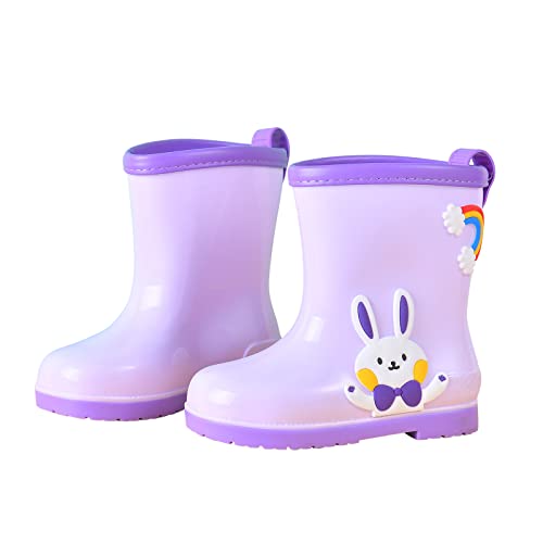 sfdgfhyf Unisex-Child Kids' Rain Boot Children Cute Cartoon Fashion Non Slip Rain Boots Soft Bottom Fashion (Purple, 8.5 Toddler)4