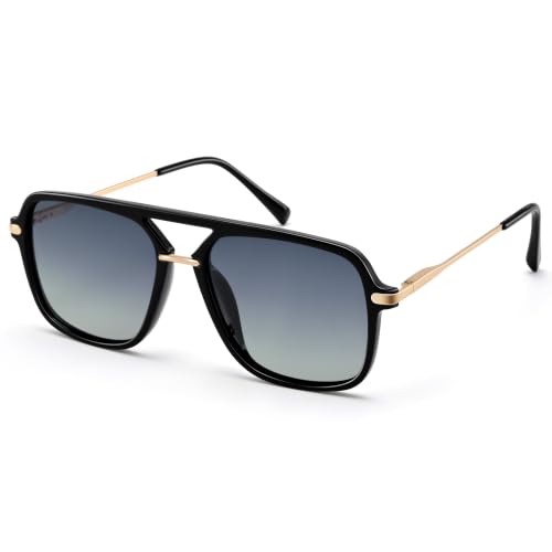 Polarized Aviator Sunglasses for Women Men, UV400 Double Bridge