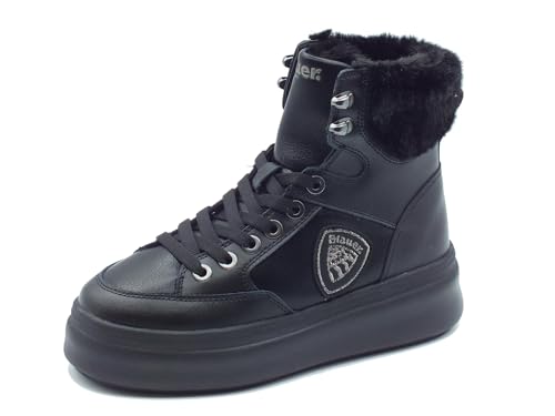 Blauer USA Emery Black - Botas para mujer de piel y tela con piel sintética en el tobillo, Negro , 39 EU