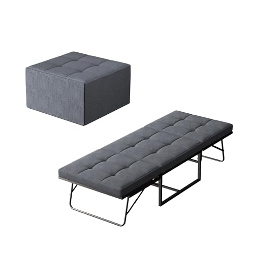 DEWINNER Lit Pliant 76x197 CM, Canapé-lit 1 Personne pour,Dossier réglable sur 5 Positions，Lit...