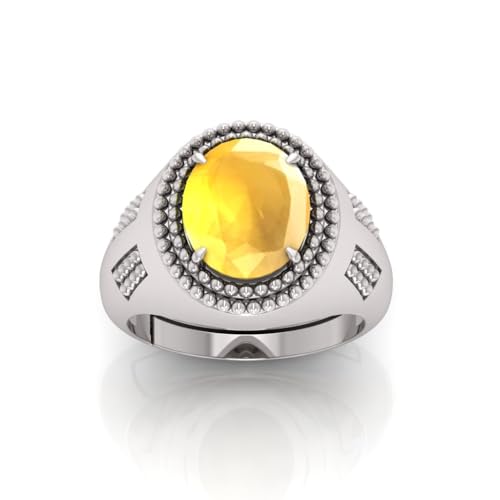 Bague en saphir jaune 9,25 carats Pukhraj pour homme et femme