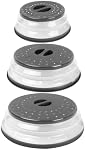 Set of Three Microwave Cover for Food Black, Microwave Collapsible Splatter Cover Colander Lid, Dishwasher-Safe, BPA Free