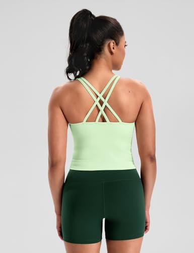 Image of HeyNuts Longline Zeal Bras Medium Impact Wirefree Sports Bras Workout Crop Tank Tops with Removable Pads, A-D Cups