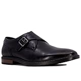Nine West Men's Monk Strap Loafer: Vegan Leather Oxford Dress Shoes for Formal and Business Casual Comfort-Fyfe-Black Size-9