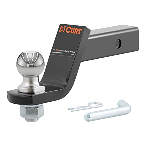 CURT 45056 Trailer Hitch Mount with 2-Inch Ball & Pin, Fits 2-In Receiver, 7,500 lbs, 4-Inch Drop, Gloss Black Powder Coat