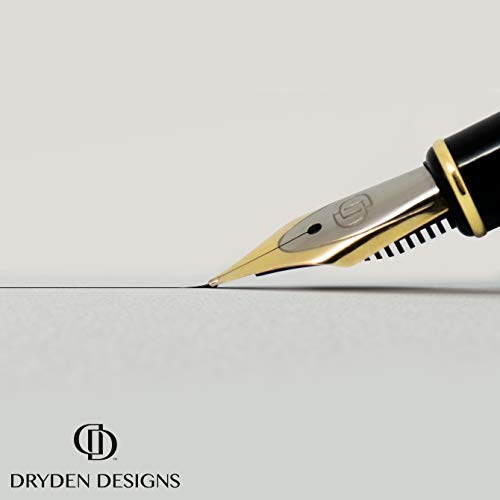 Dryden Designs Fountain Pen - Medium And Fine Nibs | Includes 24 Ink Cartridges And Ink Refill Converter | Calligraphy Pen, Consistent Writing, Smooth Flow - Mysterious Blue #TOP5