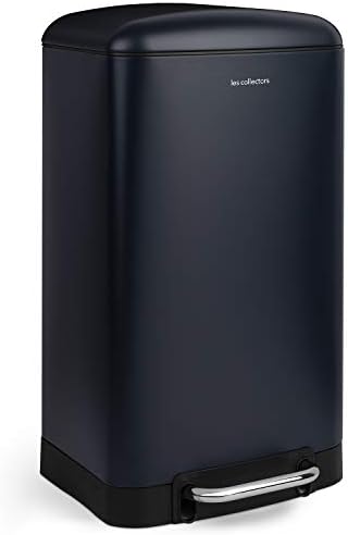 Les Collectors - Kitchen Pedal Bin - Stainless Steel - Large Capacity 40 L, Metal, dark blue, 40 L