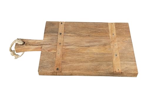 Tabla de cortar rectangular de madera de mango con asa de cuerda miniatura 1