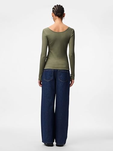 Pieces Nos Pckitte Ls Top Noos B C, Maglia A Maniche Lunghe Donna, Verde (Deep Lichen Green Deep Green), Small - 5