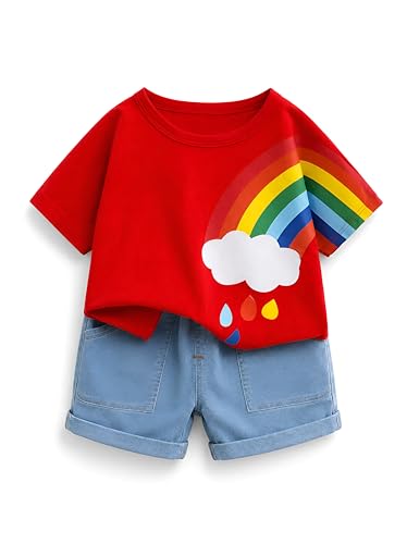 Image of Googo Gaaga Boy's Cotton Short Sleeve Printed Tshirt and Half Pant Set