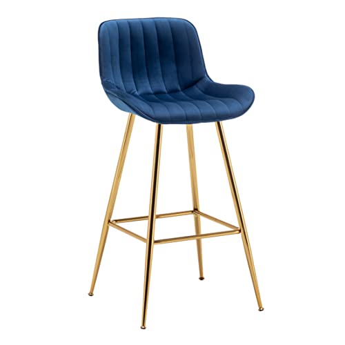 Sidanli Gold Bar Stools Set Of 2, Blue Bar Chairs With Velvet Upholstered, Stools For Kitchen Counter. #TOP5
