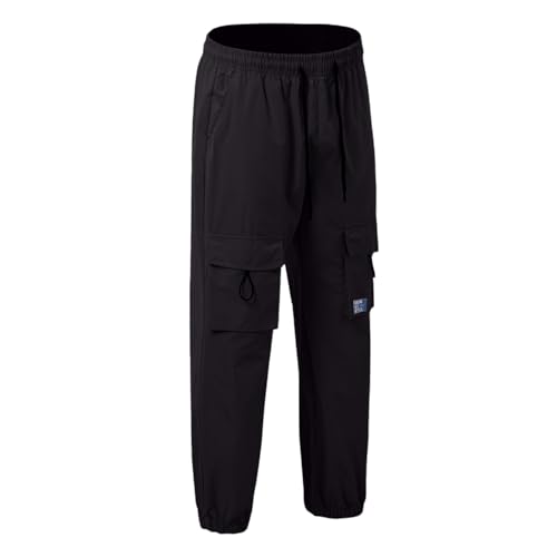 Mens Casual Pants Relaxed Fit Twill Cargo Work Pants Drawstring Multi-Pockets Durable Outdoor Hiking Joggers Trousers3