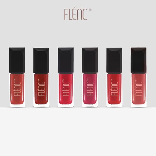 Image of FLENC Velvet Matte Liquid Lipstick Set (6 Colors) | 16 Hours Long Lasting, Smudge Proof, Lightweight Hydrating Lip Color | Nude, Pink & Red Shades | Luxury Gift Set for Women