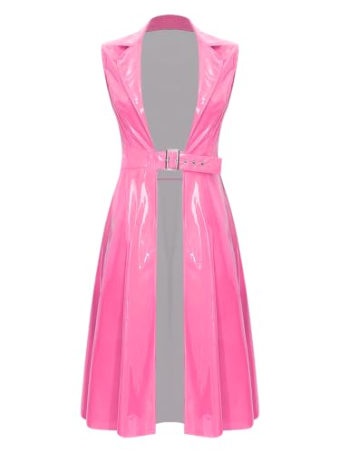 Veste Moto avec Boucle Similicuir Longue Style Wetlook Rave