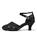 Imagen de HIPPOSEUS Zapatos de Baile Latino Mujer 5 cm Tacon Bajo Negro Lentejuelas de Salón Cerrados Salsa y Bachata Tango Calzado para Bailar