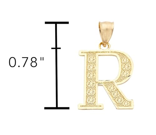 10K Yellow Gold Diamond Cut A to Z Alphabet Initial Letter Charm Necklace Pendant (Small Size)3