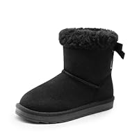 DREAM PAIRS Girls Boots Kids Winter Faux Fur Warm Snow Ankle FuzzyChic Kid's Bow Boots for Toddler/Little Kid,Size 10 Toddler,Black,SDSB2409K