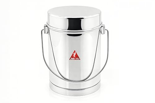 Image of Stainless Steel 2 in 1 Multipurpose Milk Can /Chutney n Sambhar Barni With Steel Inner Separator Medium (Cup : 300 ml + Dabba: 1550 ml)
