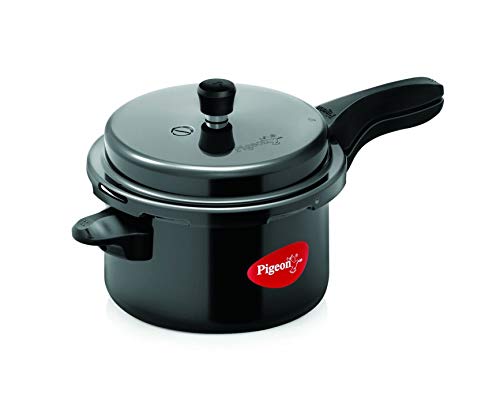 Pigeon Pressure Cooker - 5 Quart - Hard Anodized - Cook delicious food in less time: soups, rice, legumes, and more 5 Liters Black