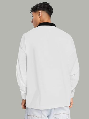 Image of Noble Monk Men's Printed Full Sleeve Casual T-Shirt | Regular Fit Polo Neck T-Shirt for Men