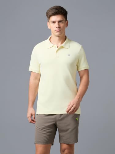 Image of TECHNOSPORT Men's Regular Fit Half Sleeve Polo T-Shirt with Collar, ELASTO Plus Quick Dry Moisture Wicking Polo Tee for Gym Sports Golf and Casual Wear
