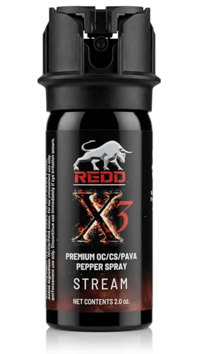 REDD, X3 OC/CS/PAVA Pepper Spray | Patent Pending Triple-Action Formula | Fast Acting/Maximum Power & UV Marking Dye | Super Stream Delivery System (2 oz)