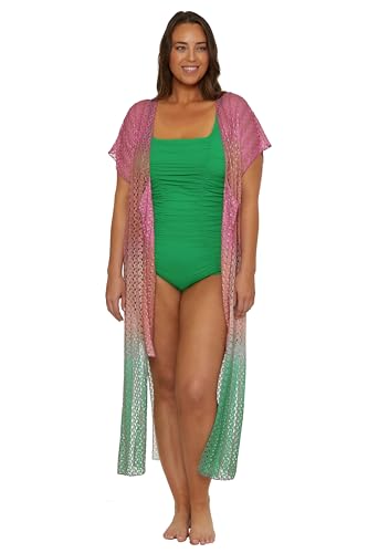 Women's Sunset Plus Size Crochet Ombre Tunic, Tie Front, Casual, Beach Cover Ups4