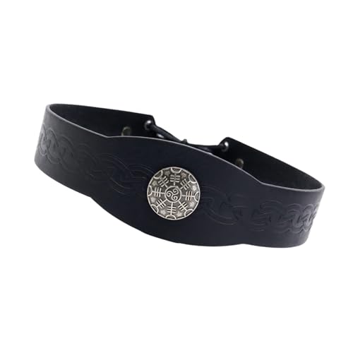 Fascia per capelli medievale in pelle PU per uomo donna unisex storico goffrato fascia per gli amanti degli stili vintage