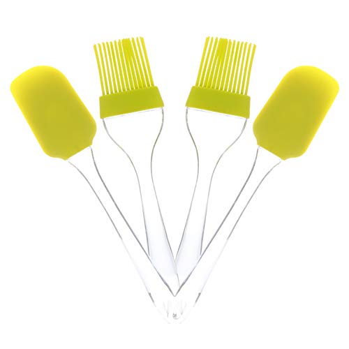 OUNONA 4Pcs Silicone Basting Brush Scraper Set for Kitchen Cooking Baking and Bbq Food Grade Silicone Utensils Heat Resistant Tools for Grilling and Baking Tasks