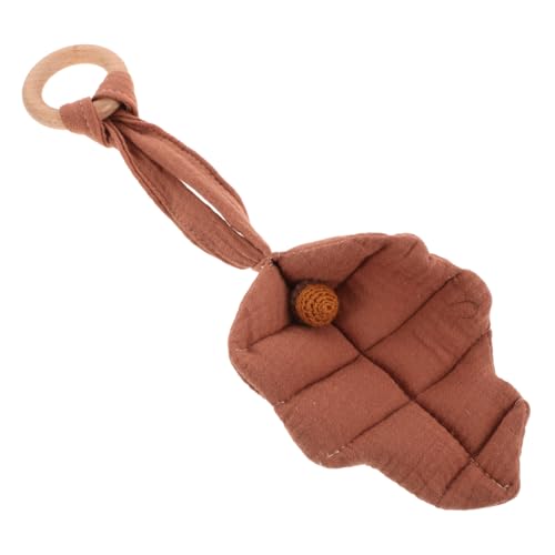 Parliky Cute Leaf Design Baby Stroller Pendant Teething Toy Wood Cotton Baby Soothing Toy Lightweight