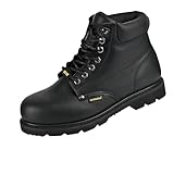 BOIWANMA Work Boots for Men, Steel Toe, Leather, Oil, Slip and Heat Resistant Heavy Duty Wide Industrial & Construction Safety Boots, US 10.5