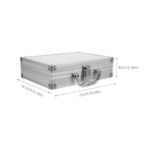 Image of Housoutil Aluminum Briefcase with Lock, Silver Alloy Carry Case with Padded Foam, Lockable Metal Hard Toolbox, Aluminum Padded Case for Travelers Luggage Craftsman Travel Cash Instruments Makeup