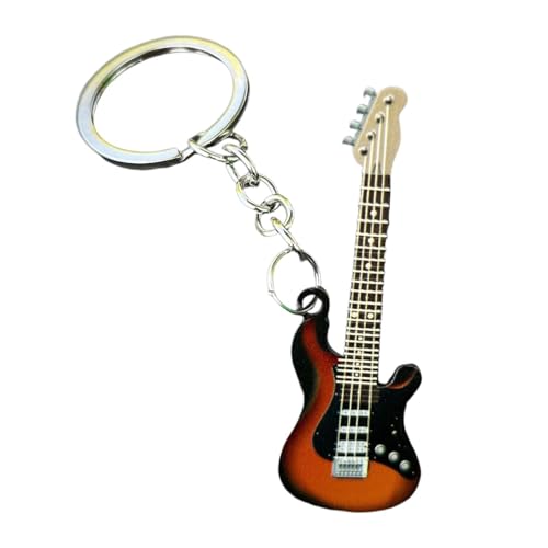 Porte-clés Guitare - Porte-clés de Guitare Basse, Porte-clés de Musique en Acier Inoxydable | Décoration de Sac à Dos - Ornement de Guitare, Décoration...