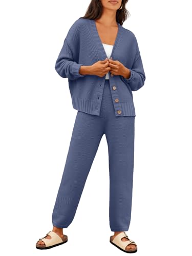 Image of LILLUSORY Womens Cardigan Pants Sets 2 Piece Slouchy Sweater Loungewear