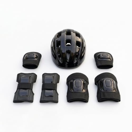 Image of Xtrim Protectives Gears Set (Helmet, Knee, Elbow, Wrist Guard), Black | Adjustable Straps, Breathable Fabric, Comfortable Padding, Mesh Carry Bag