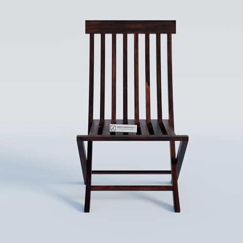Image of Jangid Handicraft Sheesham Wood Folding Comfort Chair for Living Room | Rosewood Contemporary Foldable Resting Adults Chair for Balcony & Hall | Walnut Finish