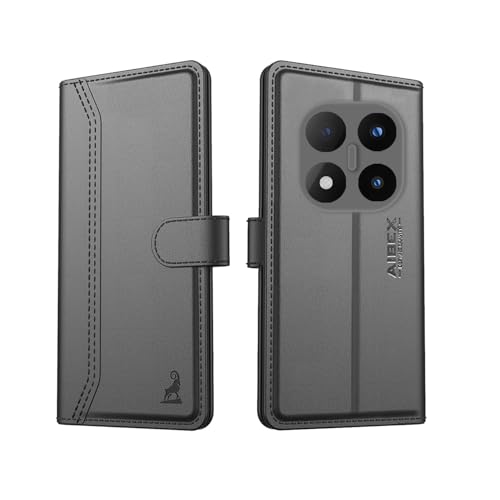 Image of AIBEX Compatible for Poco X7 5G / Redmi Note 14 Pro 5G Flip Cover Leather Finish with Magnatic Closure | Inside TPU with Card Pockets | Wallet Stand | Complete Protection Flip Case -Black