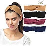 Headbands for Women, No Slip Spring Headband Solid Cross Head Wraps Doloveit Fashion headbands(4 Pack)