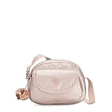 Kipling Bolsa Tiracolo Metálica Stelma de Quartzo e Bege, 5L, Nylon, Alça Transversal Ajustável, 24 cm C x 19 cm A x 12 cm P