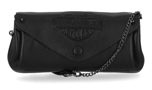 Harley-Davidson Women's Bar & Shield Leather Flap Crossbody Purse - Black